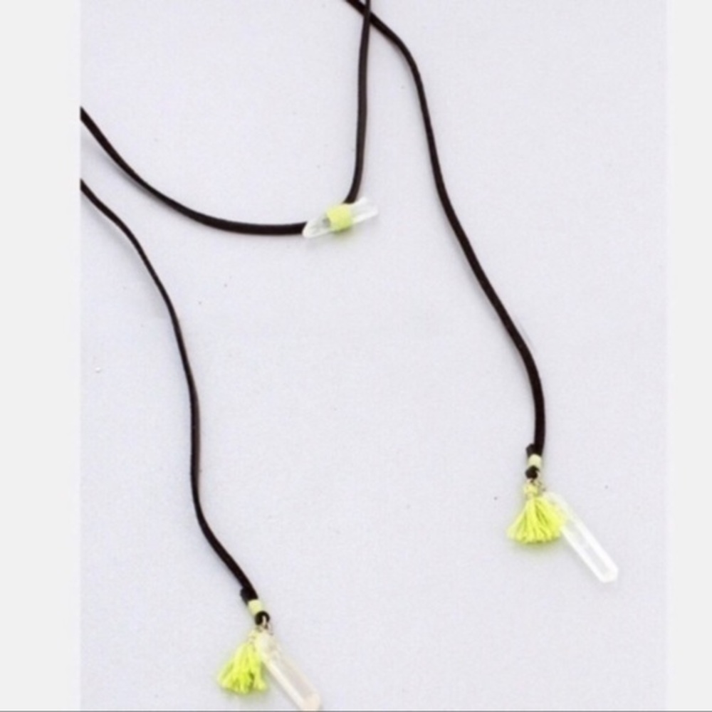 Vegan Leather White Quartz With Tassel’s Wrap Gemstones Healing Crystals NWT